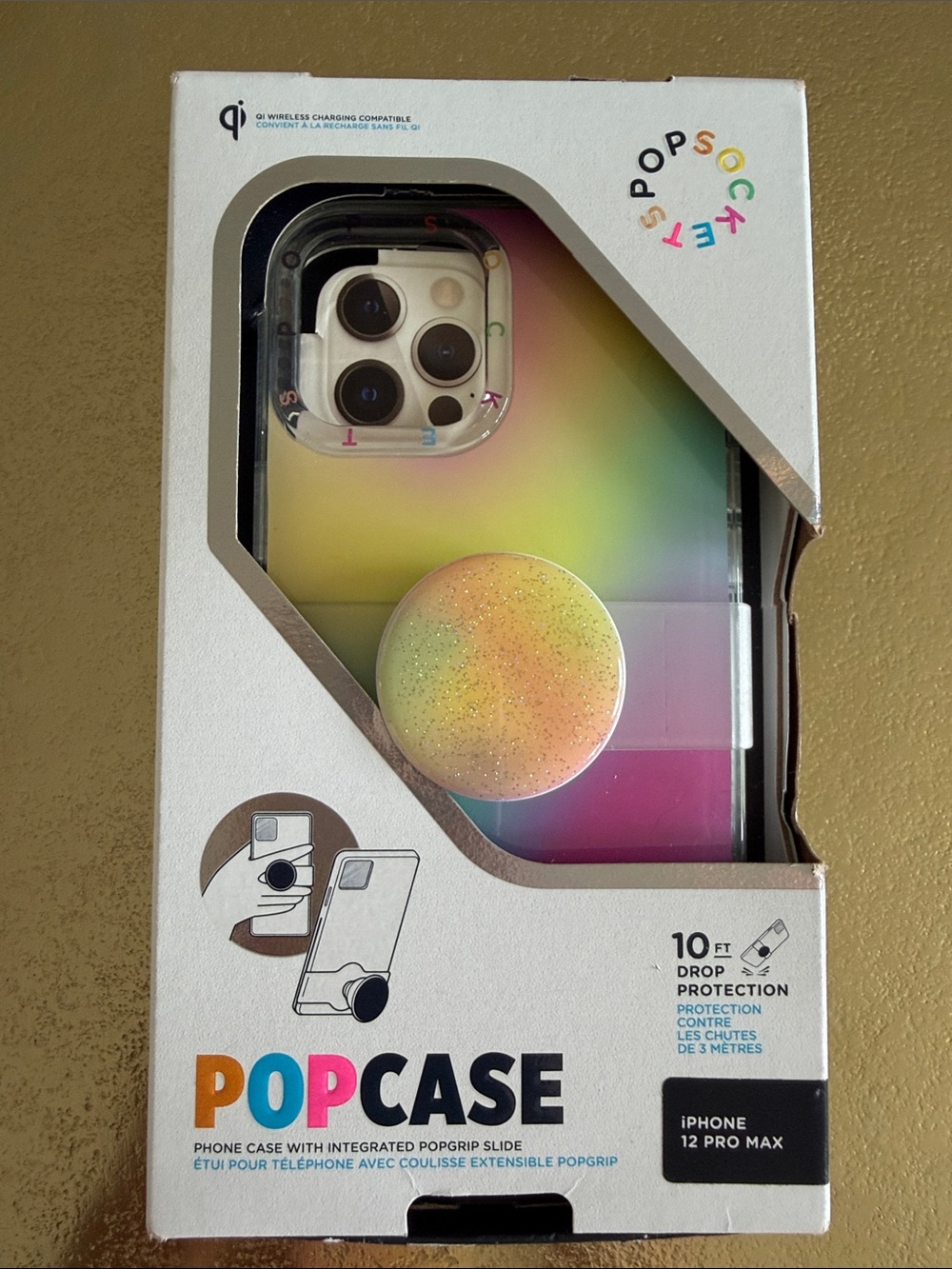 NIB PopSocket PopCase for iPhone 12 Pro Max - Gradient Glitter (Multicolor)